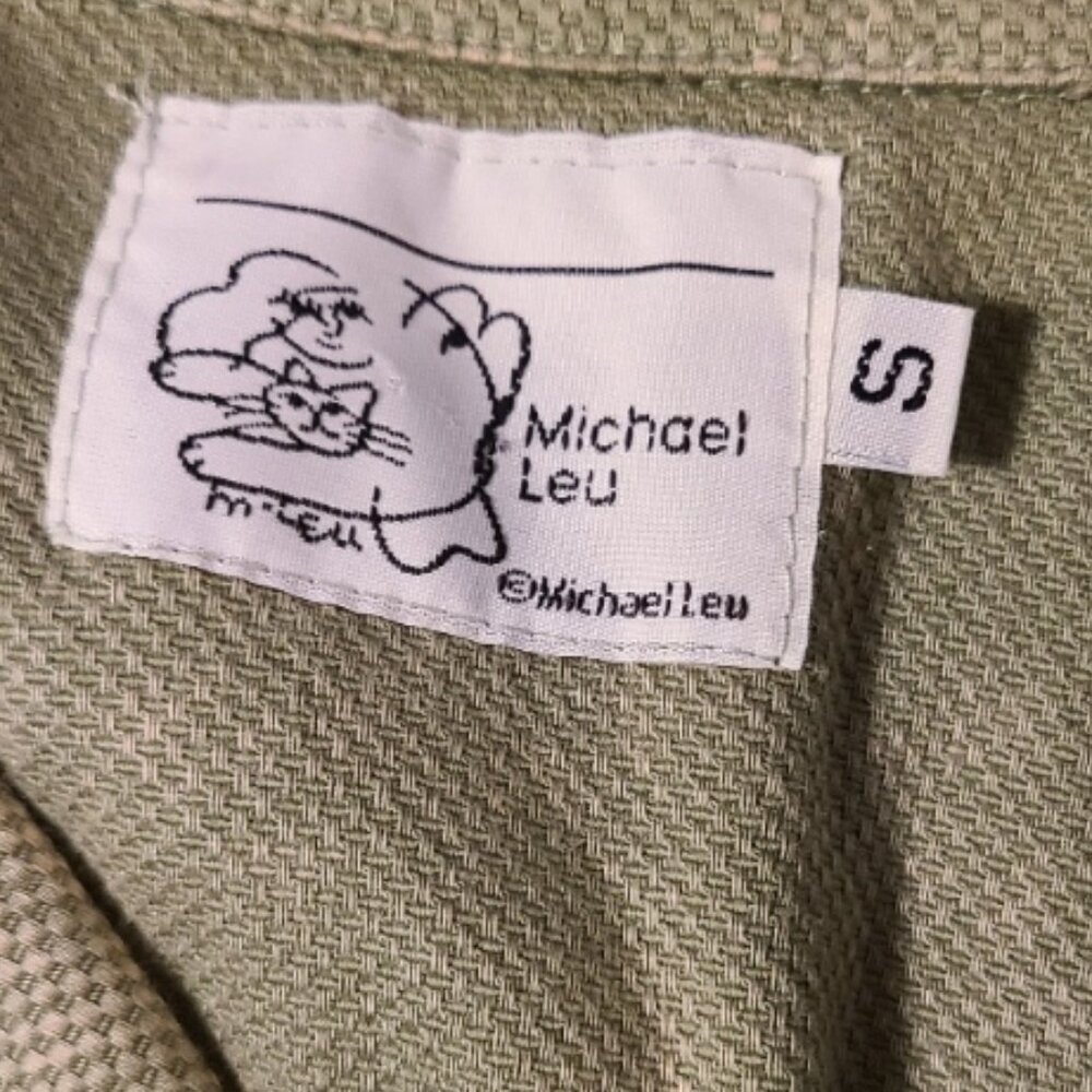 MICHAEL LEU WEARABLE ART COTTON TUNIC JACKET IMPRESSIONIST PAINT DETAIL sz S - Picture 6 of 7